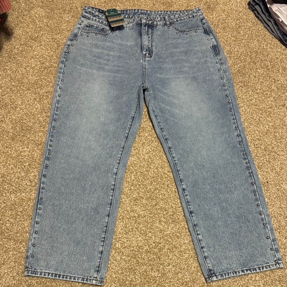 Women’s Blue Jeans with Studded Detail